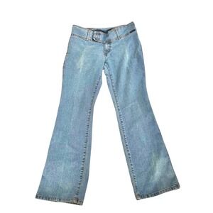 Vintage Fubu Flare Jeans Velcro Waist Y2K 90's Streetwear Retro Size Large